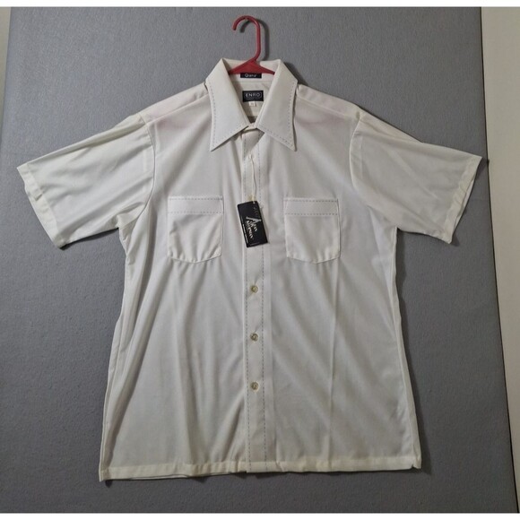 Vintage Enro Shirt Men's XL Fashion Knit Qiana Klopman Nylon Off White NWT - Picture 1 of 10